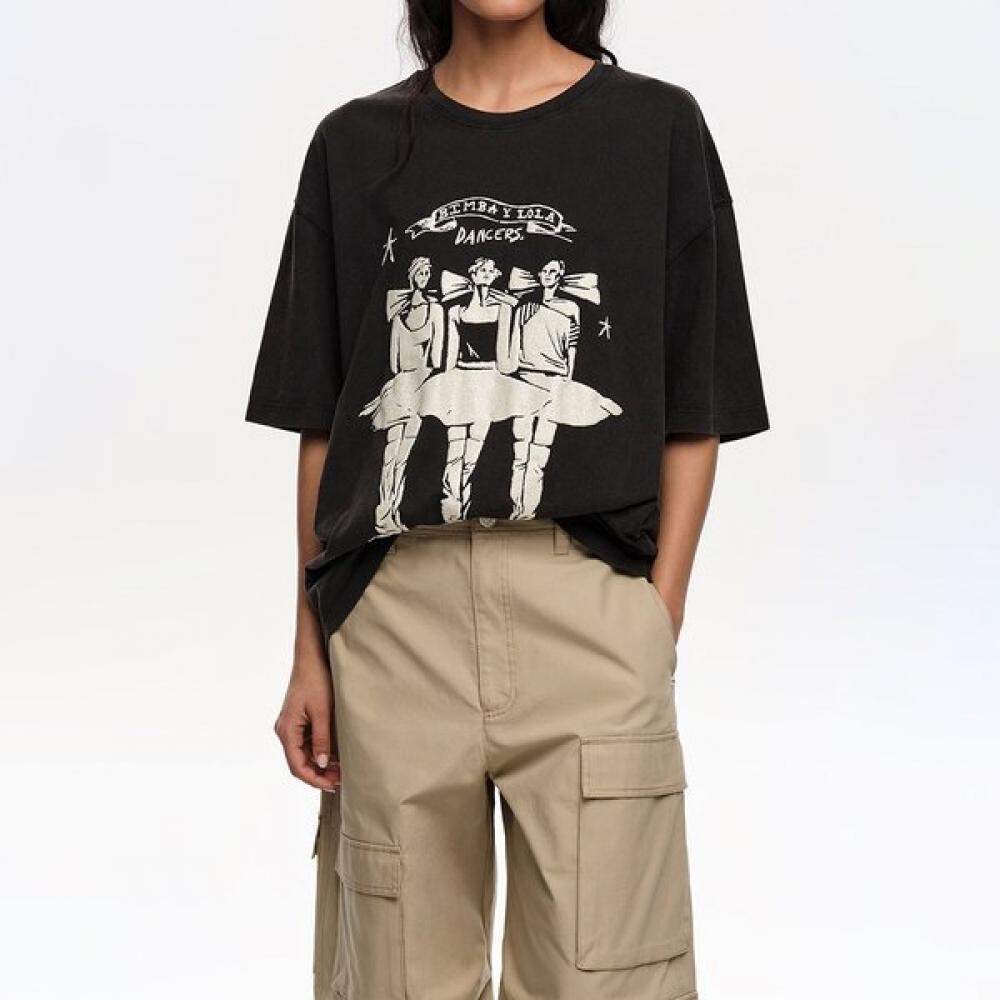 

Bimba Y Lola Dancer Logo T shirT Washed Black b265awT001bkb Black/S