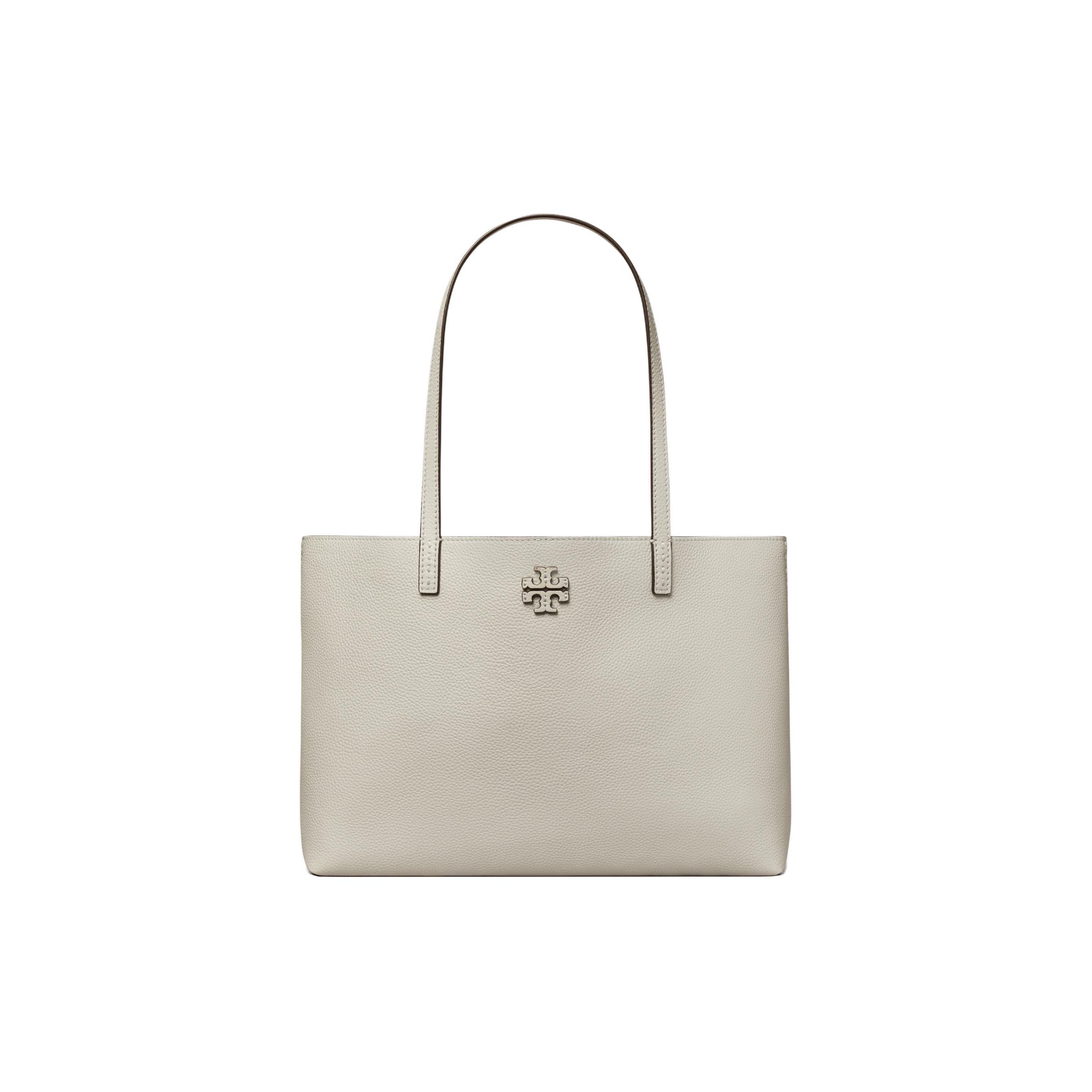 

Tory Burch Iconic Double T Logo Leather Tote Bag Women Tote Bags Feather-Gray 152220-020 Basic Set (Bag+Dust Bag)