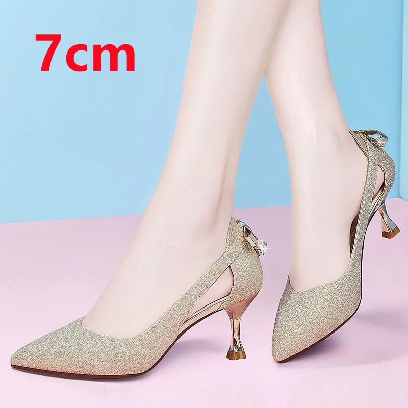 Zapatos De Mujer Bridal Sexy Party Night Club Silver Wedding Stiletto Heels Lady Cute Golden High Heel Shoes A9423