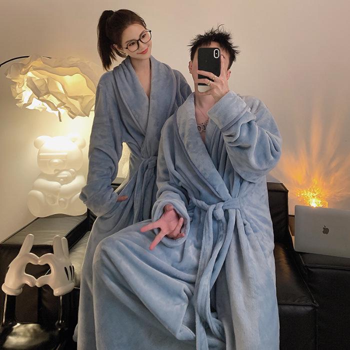 

Пятнистый зимний халат из кораллового флиса для женщин и мужчин - Утепленная экстрадлинная фланелевая пижама 4XL (250-300cm)