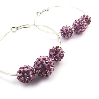 [M0661] - 'Sissi' Creolen lila Strass Ø 5 cm