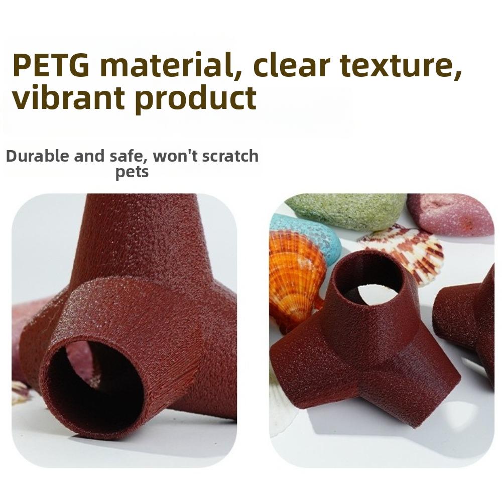 Artificial Three Way Reptile Tunnel 3D Printed Lizard Hideaway Cave  For Eyelash Geckos