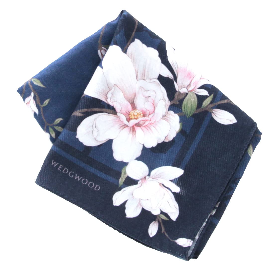 

Wedgwood Large Printed Handkerchief, Magnolia (Navy), Silk and Cotton, Women s, 58cm, 138116-0002-03