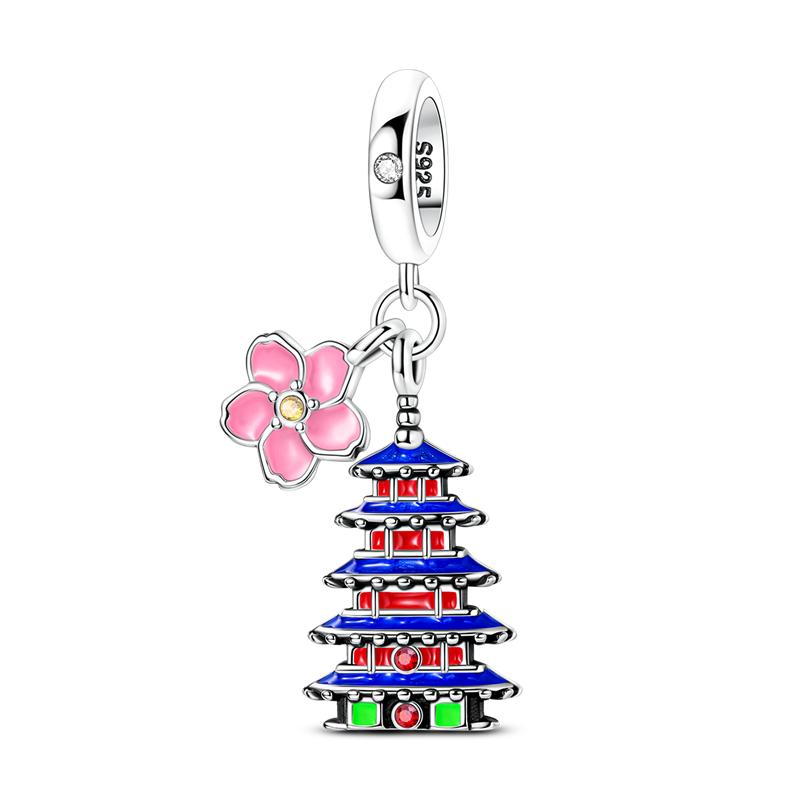 Original Copper Charms Love Travel London Big Ben Eiffel Tower Bead Fit Brand Bracelets Necklaces Women Diy Jewelry