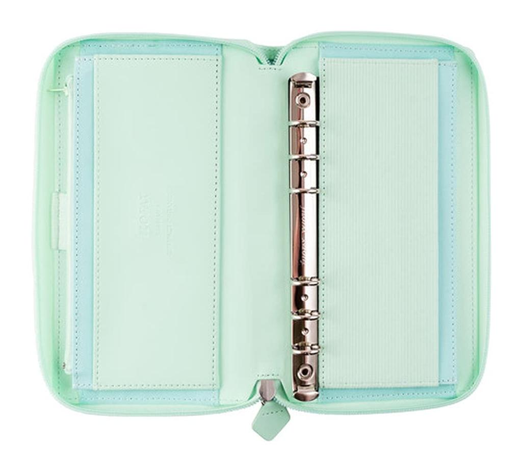 Filofax Saffiano Compact Zip System Planner, Neo Mint, 028811 (Genuine Imported Product)