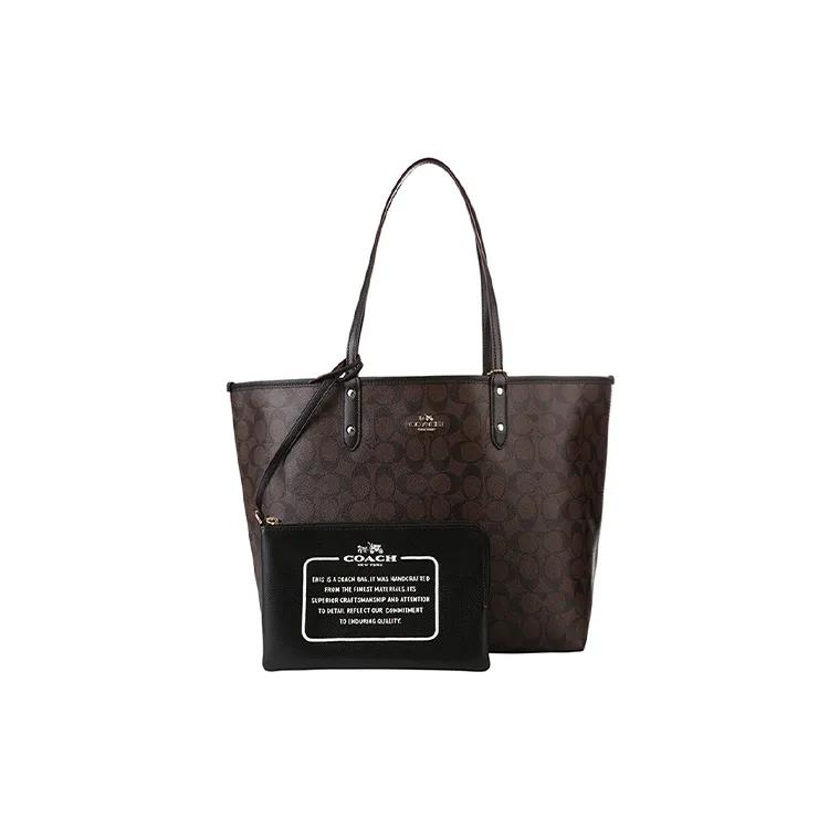 Coach PVC Combo Bag , Tote Bag , Shopping Bag , Shoulder Bag Large Women's Black Brown Monogram (Unisex) Shoulder Bags 36658 IMAA8