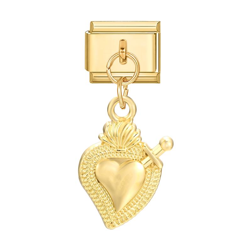 Butterfly Cat Paw Heart Shell Crown Gold Color Pendant Italian Charm Link Fit 9mm Bracelet Stainless Steel Women DIY Making Gift