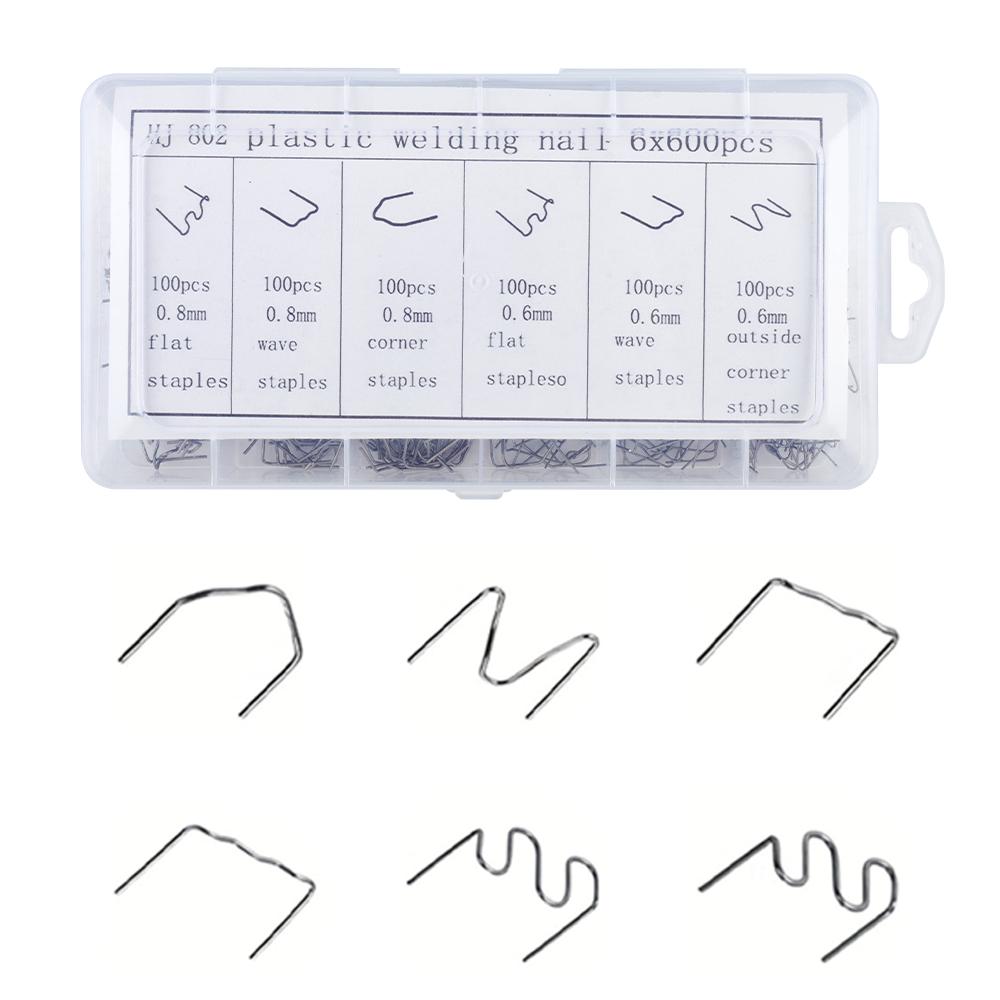 600PCS Hot Stapler Staples for Plastic Welder, Car Bumper Repair Welding Wire, Plastic Welding Tools, 0.6/0.8mm Hot Welding Nail