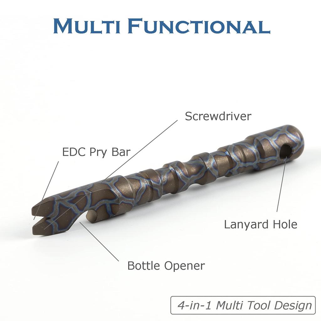 Hamans Titanium Alloy EDC Pry Bar with Bottle Opener Screwdriver Function Multi Tool (Multicolor)