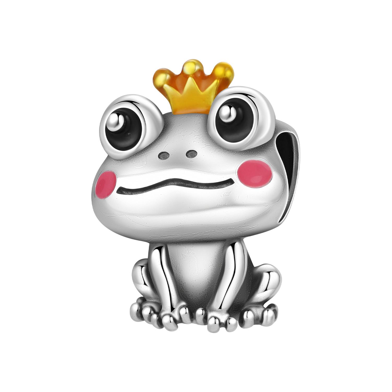 

925 Silver Cute Crown Frog Animal Pendants Bracelet Charms Fit Jewelry Party Beads DIY Fine Gifts