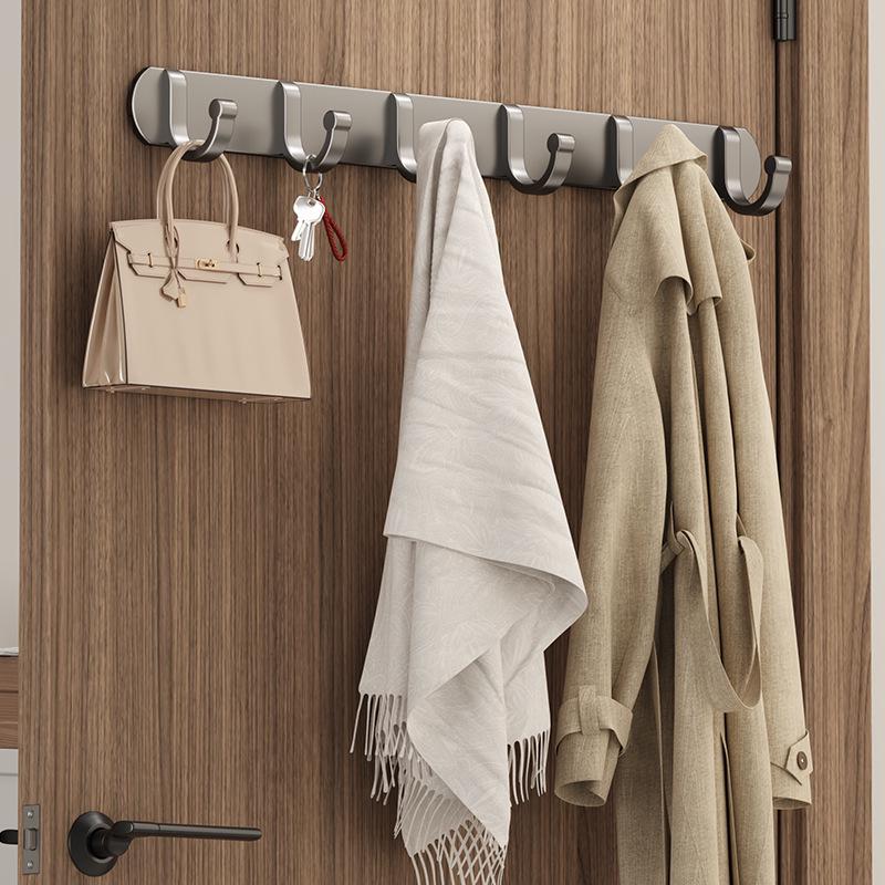 Porte-manteau mural en aluminium et étagère organisatrice avec crochets