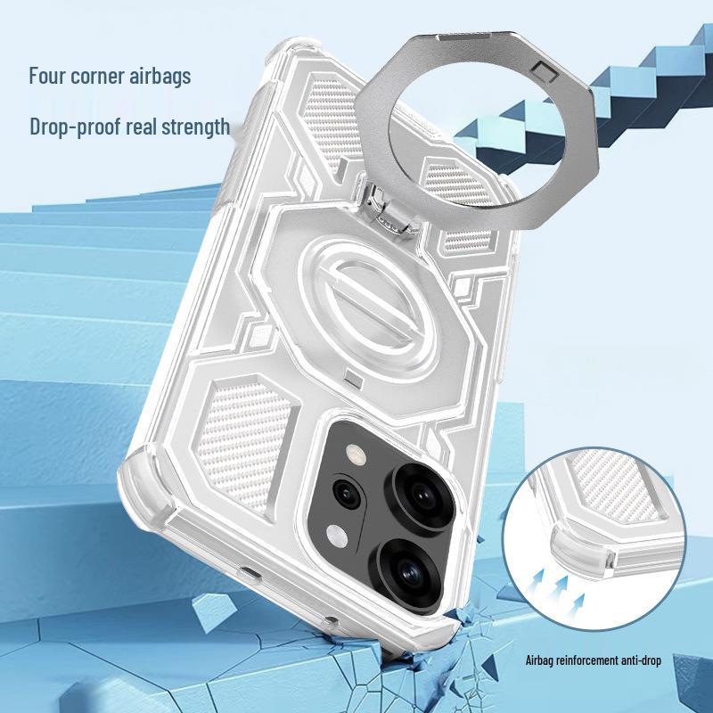 Przezroczyste Odporne na Upadki Obrotowe Etui Magnetyczne na Telefon do Serii OPPO i Realme 15