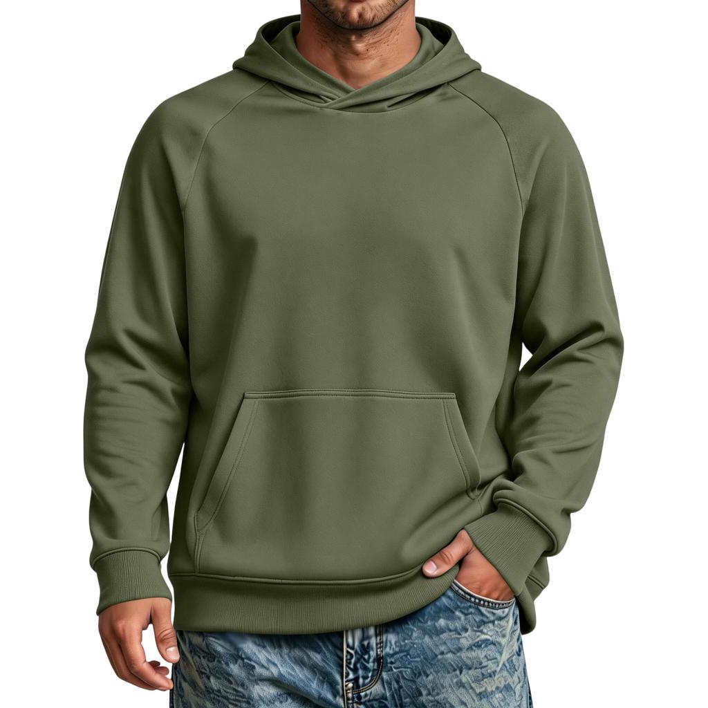 Men's Raglan Hoodie with Pocket - Long Sleeve Casual Pullover