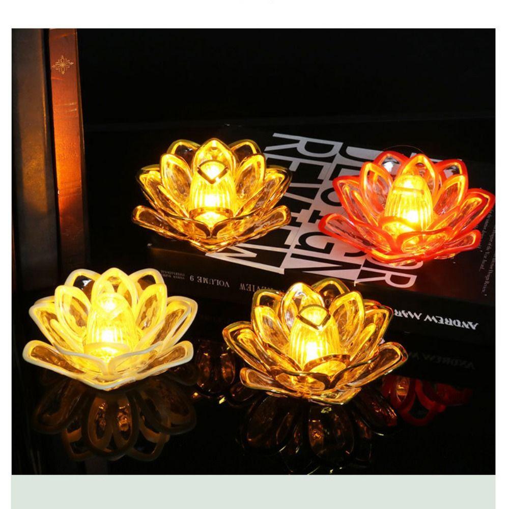 Soft Light Source LED Lotus Lamp Flicker Effect LED Candle Lamp Flameless Candle  Tabletop Display