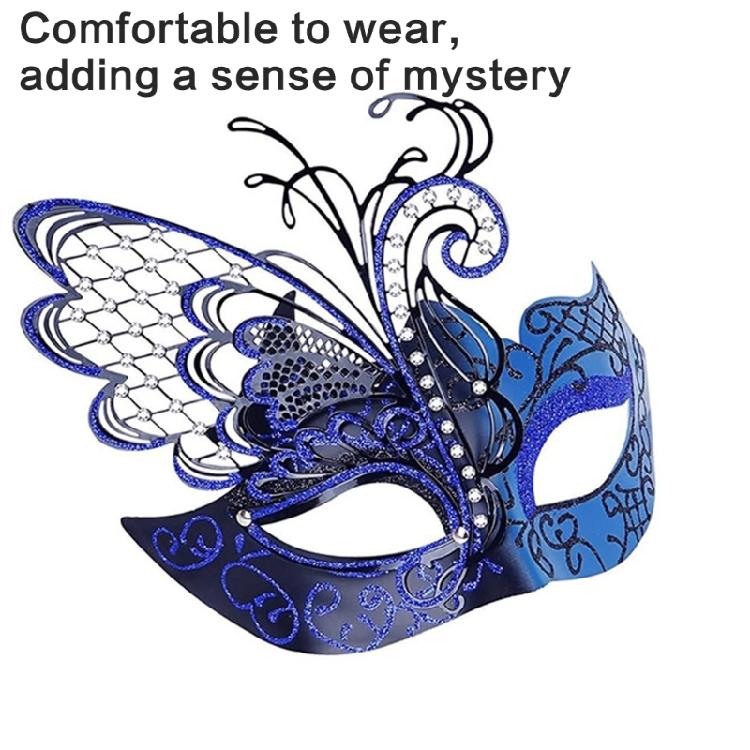2Pcs Glitter Masquerade Mask Butterfly Eyemask for Women Men, Masquerade Half Face Mask for Halloween Dress up