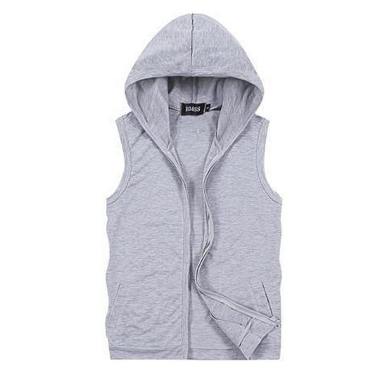 Men's Slim Fit Hooded Sleeveless Vest - Spring/Autumn, Plus Size, Lightweight Fitness Cardigan
