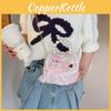 Bowknot Girls Crossbody Bag Sparkly Cartoon Shoulder Bag With Pearl Strap Chain