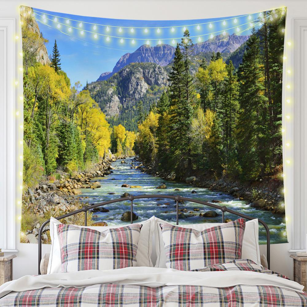 Nordic Nature Forest Landscape Mew Tapestry Background Cloth  HD Hanging Cloth Tapestry Home Decor