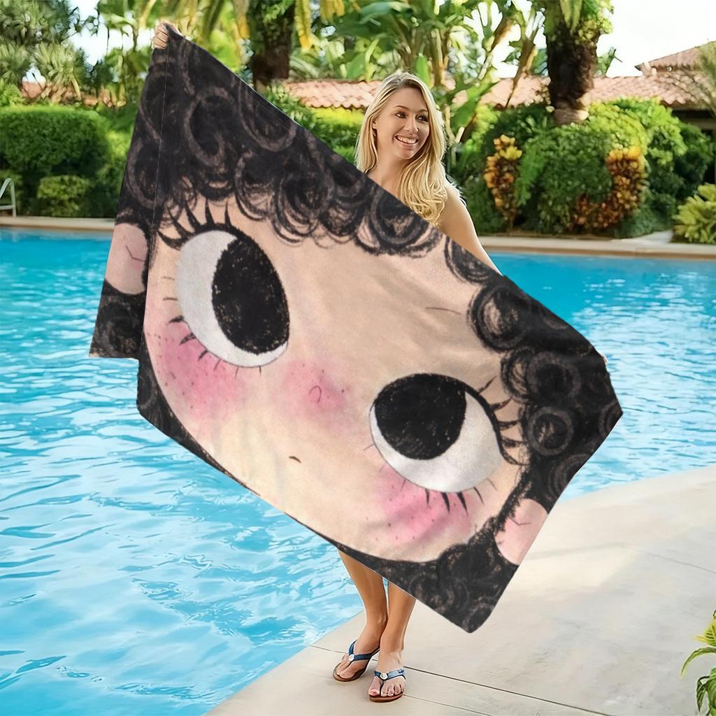1pc Cartoon Anime Girl Beach Towel Large Quick-drying Towel Suitable for Beach Yoga Pool Gym Sport Towel Summer Gift for Friends
