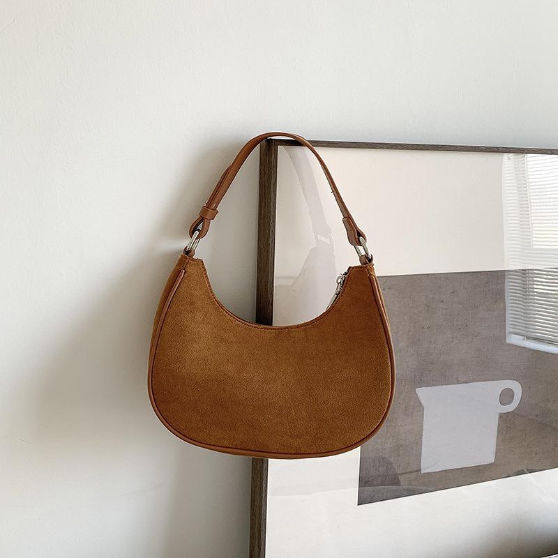 

Замшевая Сумка Логотип Универсальная Модная Сумка Плюшевая Премиум Сумка Под Мышку Тренд коричневый