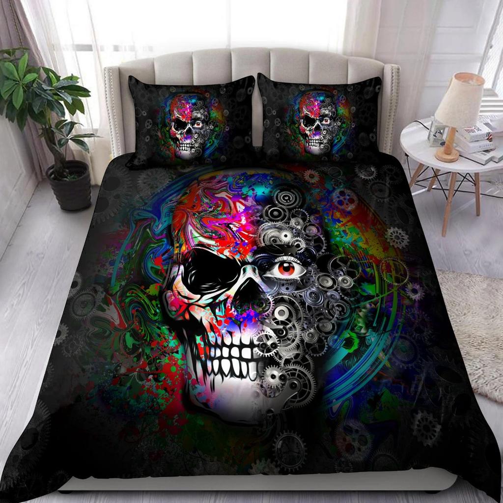 Colorful Skull 3D All Over Printed Bedding Set Bedding Set Cover Duvet Cover Set