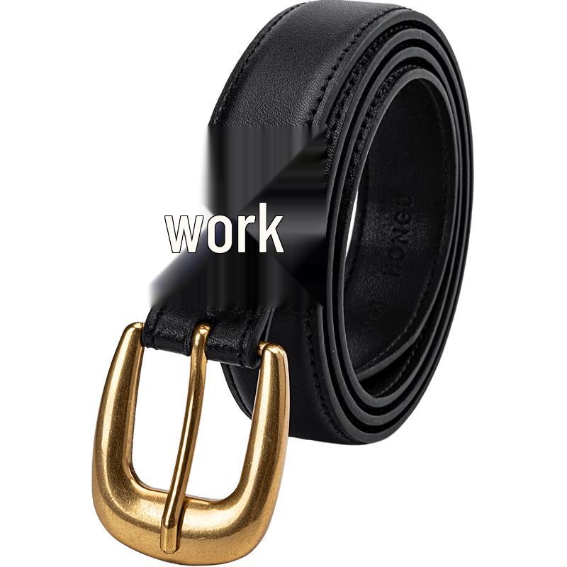 HONGU Women s Leather Pin Buckle Belt 105cm