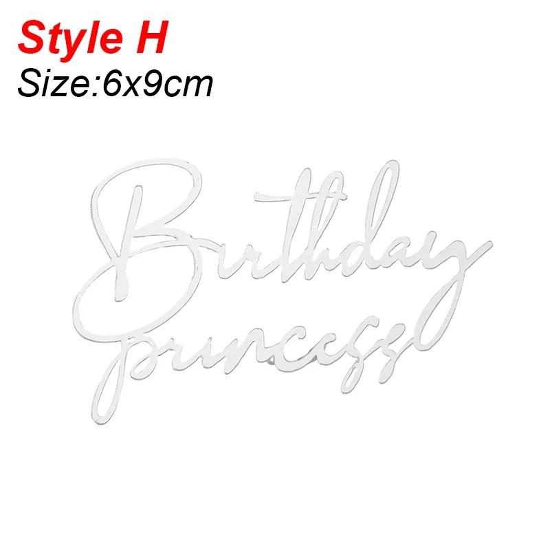 New Acrylic Happy Birthday Queen Princess Cake Topper Gold Silver Cake Topper Decoration for Birthday Party Baby Shower Supplies