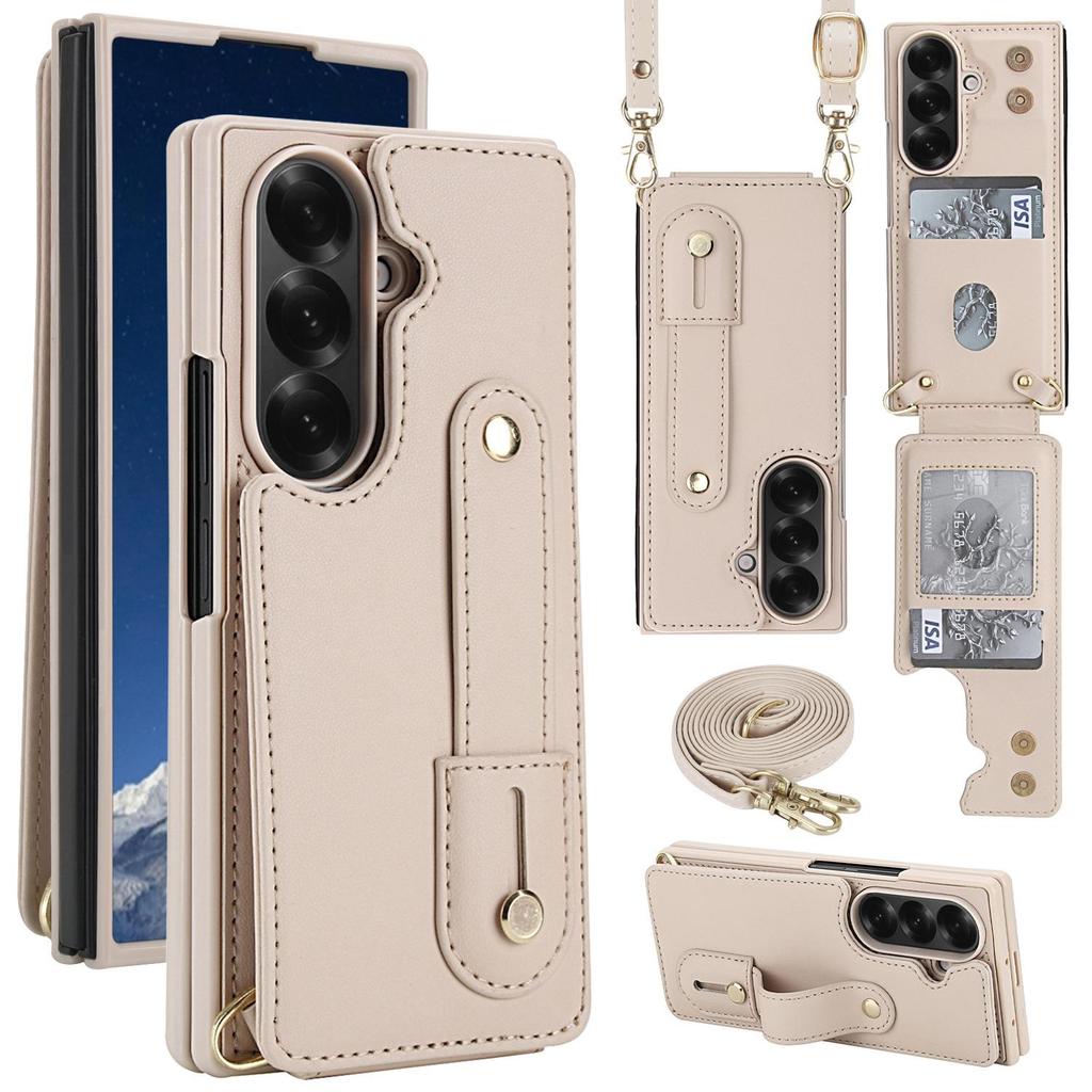 Compatible Samsung Z Fold7 Crossbody Case: Fits Fold6/5/4, with Wrist Strap & Card Holder.