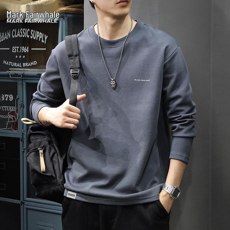 MARK FAIRWHALE Men's Loose Fit Long-Sleeve Crewneck Top