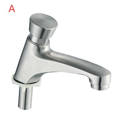 1 Stück Verzögerung Einzel Kaltwasserbecken Wasserhahn 304 Edelstahl Gebürstet Knopf Öffentliche Toilette Waschbecken Armatur Wand-/Deckmontage G1/2'