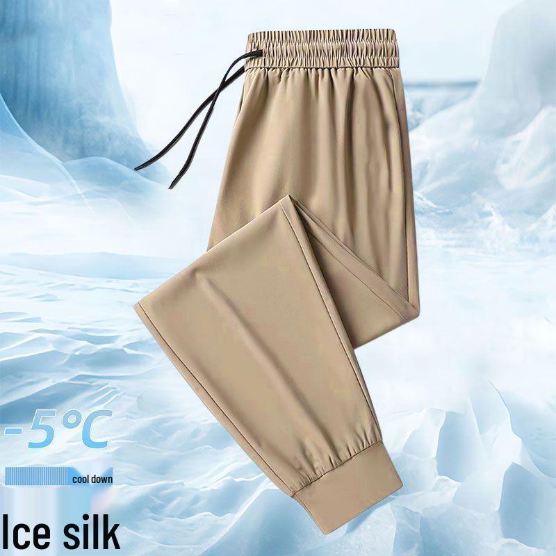 Men's Casual Black Ice Silk Sports Shorts - Lightweight & Loose Fit