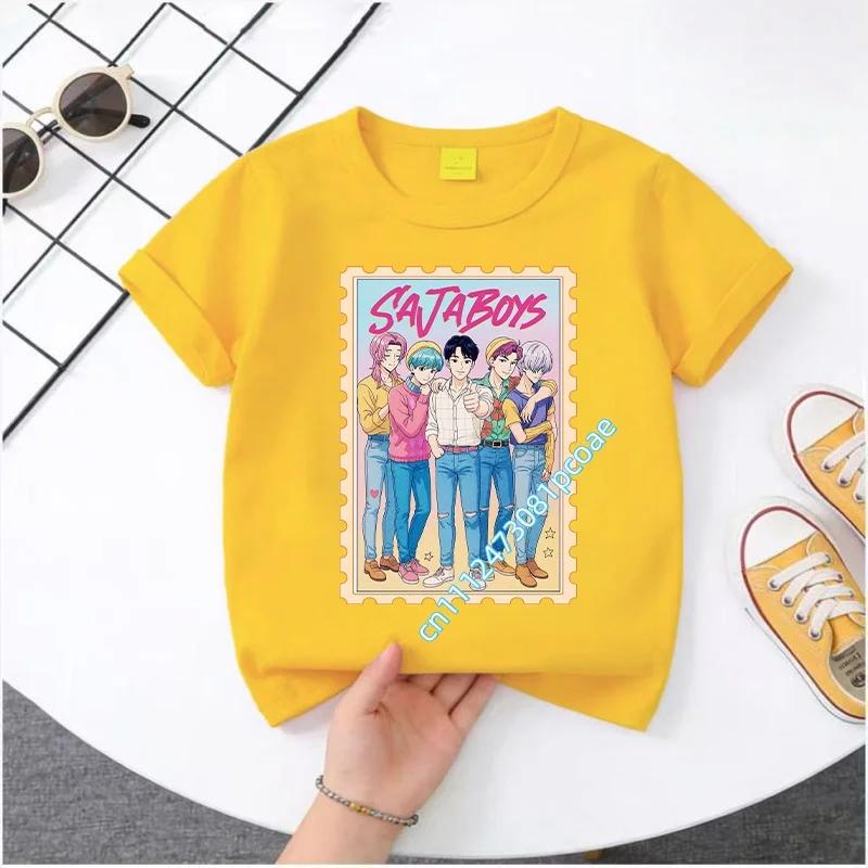 2026 New  K-POP Saja Boys Print Short-Sleeved Spring Summer Clothing for Boys and Girls Cute Polyester T-shirt for Boys and Girls