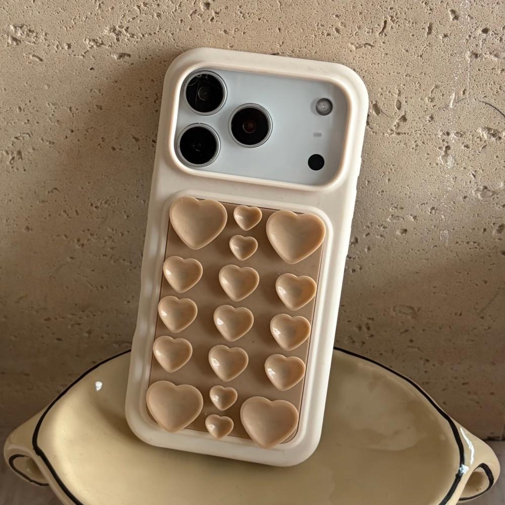 Süßes Herz 3D Saugnapf Süßigkeit Silikon Hülle für Für Iphone 17 Pro 16 Pro Max Starke Haftfunktion Stoßfest Weiche Abdeckung