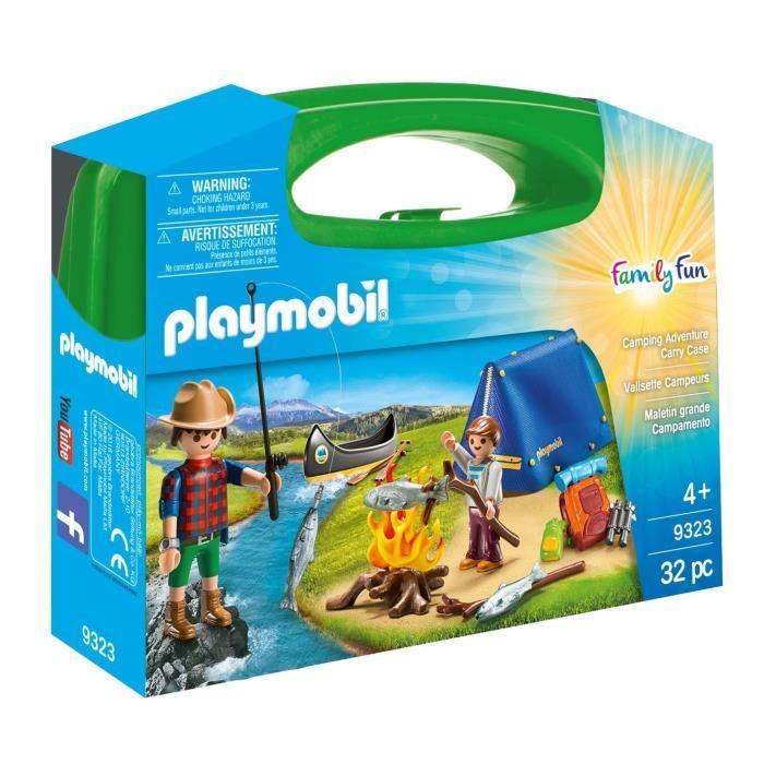 PLAYMOBIL 9323 Valisette Campeurs, Sports Et Action, 2 Personnages, Tente, Canoë Et Accessoires, 32 Pièces, Dès 4 Ans