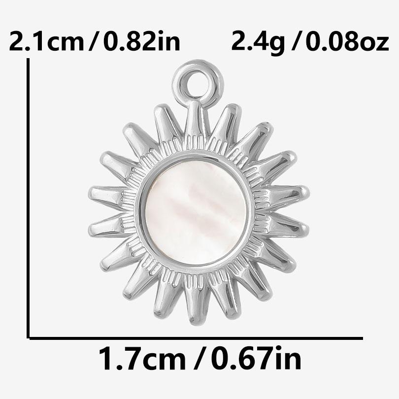 4Pcs No Fade Metal Stainless Steel Charm Real Natural Abalonewhite Shell Angel Sun Connector Charms For Jewelry Making Supplies