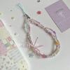 INS Stil Girly Rosa Schleife Perlen Handytasche Anhänger Armband Bunt Blume CCD Kamera Anhänger Handy Lanyard Zubehör