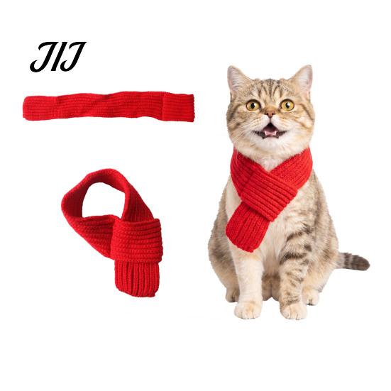 Cozy Puppy Winter Gear Christmas Knitted Pet Scarf with Reindeer & Stocking Decor, Adjustable Soft Reusable Decor Yarn Dog Cat Neck Collar,