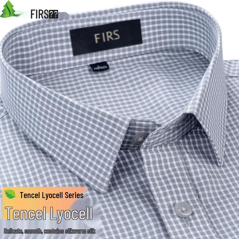 FIRS Men s Tencel Lyocell Silk Blend Plaid Long-Sleeve Casual Shirt 39