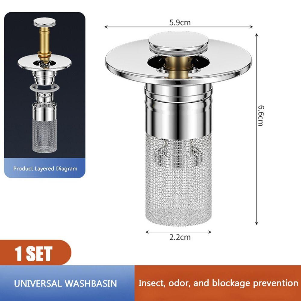 Stainless Steel Pop Up Drain Filter Hair Trap Washbasin Bounce Core  Bathroom Accessory