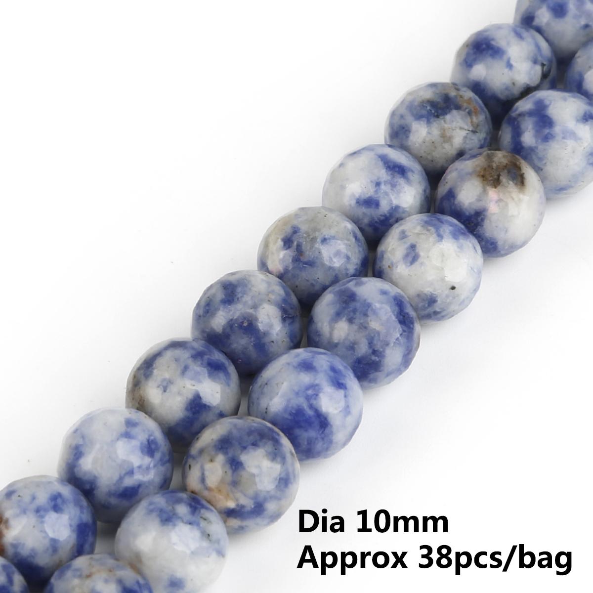 

Природные граненые синие и белые бусины из полудрагоценных камней с точечным узором для изготовления ювелирных изделий 10mm 38pcs