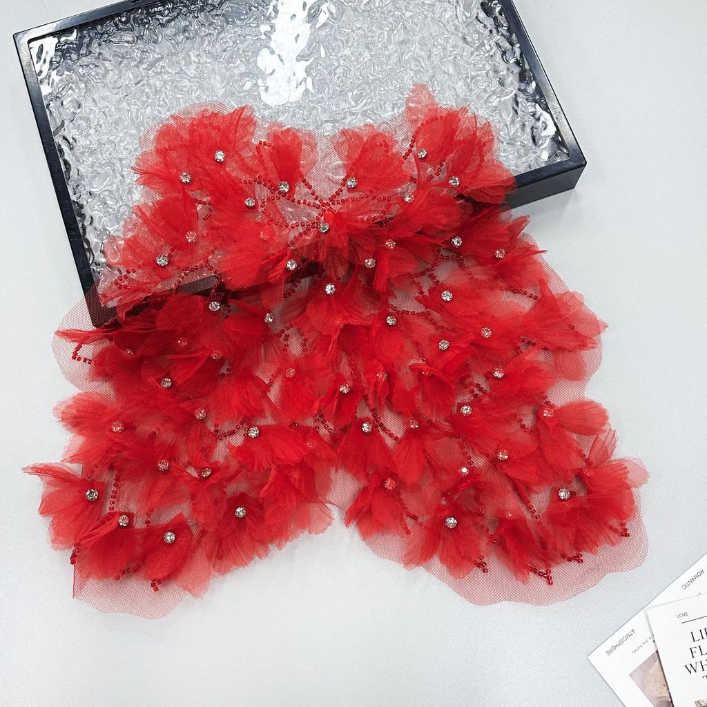 Exquisite Beaded Rhinestone Chiffon Flower Decorative Cloth Sticker Clothing Dress Wedding Dress Suspender Accessories Front Collar Cloth Sticker