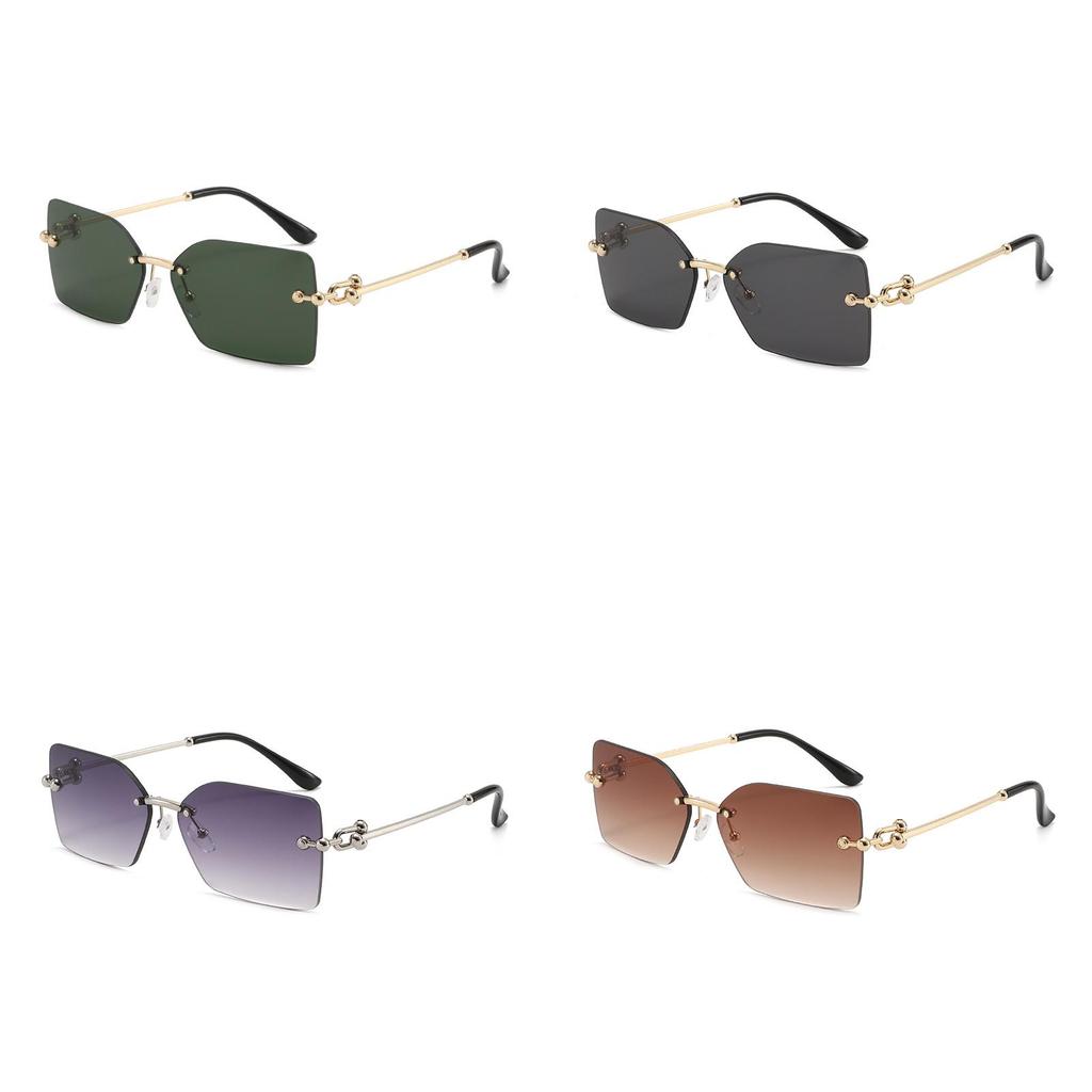 Trendy Square Frameless Sunglasses For Women With Uv400 Protection For Outdoor Activities