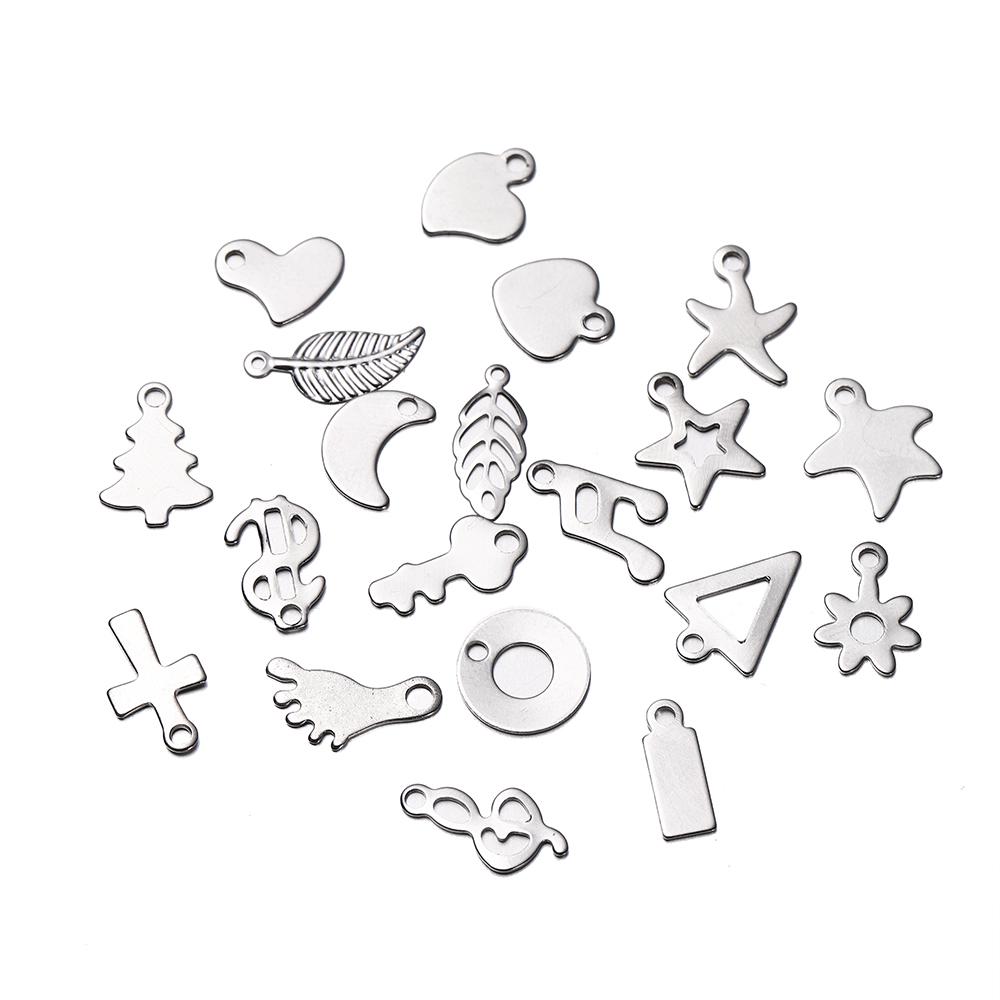 30Pcs Mirror Polished Stainless Steel Charms Geometry Cross Shape Blank Pendants for DIY Bracelet Jewelry Making Accessories