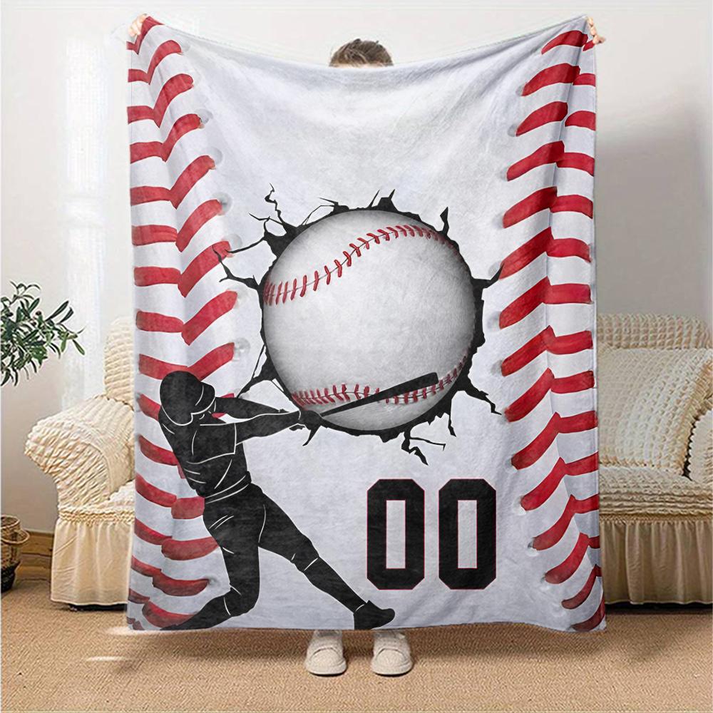 Baseball Theme Printed Blanket - Perfect for Couch, Bed, Travel & Outdoor Use | Machine Washable, Cozy & Durable.