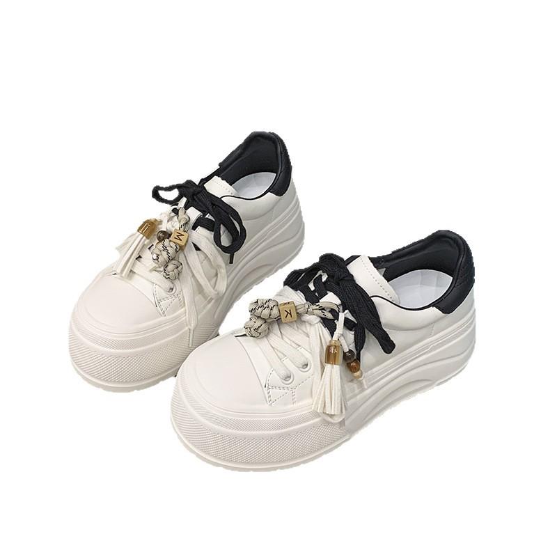 Yueyu 2025 Sweet and Cool Korean Version Versatile Leather Lightweight Soft Sole Heightening Thick Sole White Shoes Women's Board Shoes Casual Shoes
