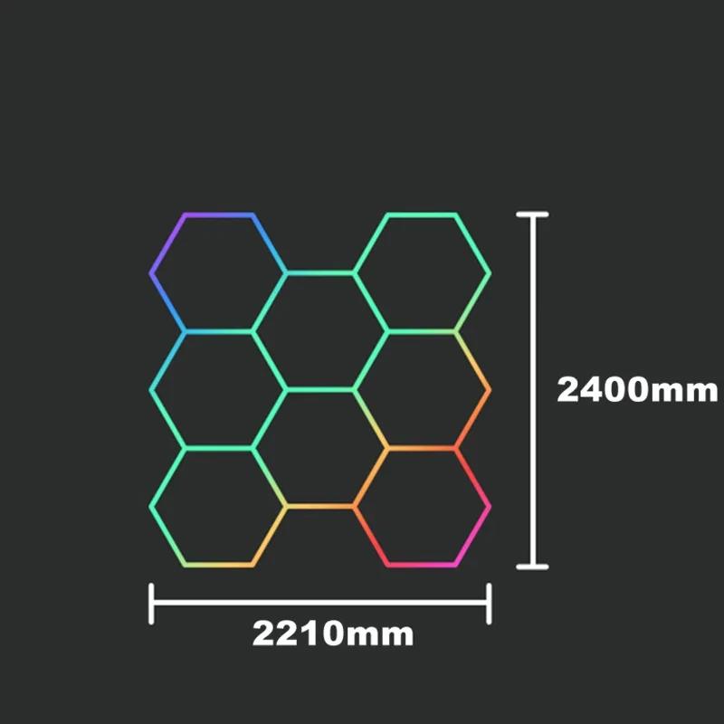 1-14 Holes RGB Hexagon Garage Light 110-265V Honeycomb LED Lights APP Control  Car Wash Repair Lamps Decor Ceiling Lighting