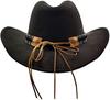 Black Soft Felt Waterproof Sweatband Traditional Wide Brim Men and Women Western Outback Cowboy Hat With Bull Head Fedora Cap