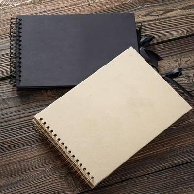 A5 Photo Album Black Cardboard Paper 30 Inner Pages DIY Scrapbook Wire Binding Record Album Gift Loose-leaf Photo Album