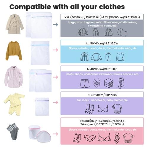 Seamei Laundry Net, 8-Piece Set, 60x60cm, Extra Large, Machine Washable, Fine Mesh, Durable, Zipper-Free, Protects Clothes, Shape, Tangle-Resistant, S