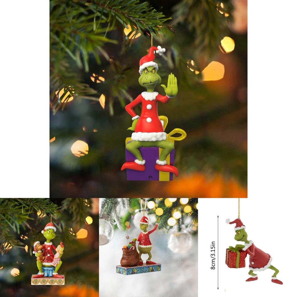 Fun Grinch Hanging Decoration Acrylic Christmas Tree Ornament For Car Interior Styling